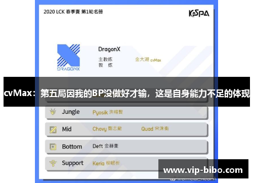 cvMax：第五局因我的BP没做好才输，这是自身能力不足的体现