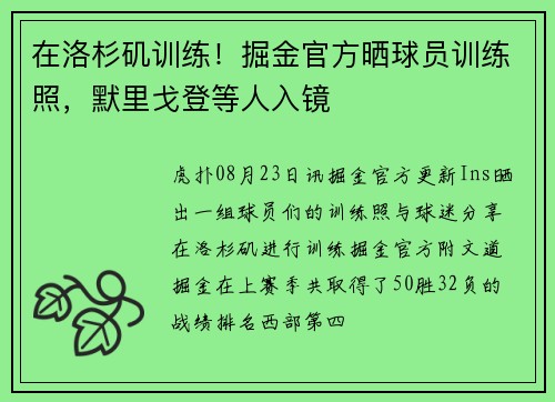 在洛杉矶训练！掘金官方晒球员训练照，默里戈登等人入镜